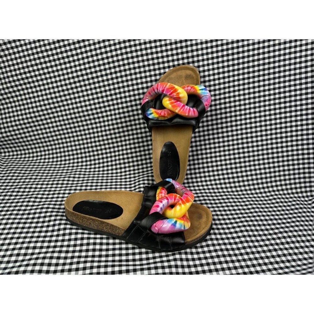 JW Anderson Womens Chunky Tie Dye Leather Chain Slide Sandals EU 37 / US 6.5
